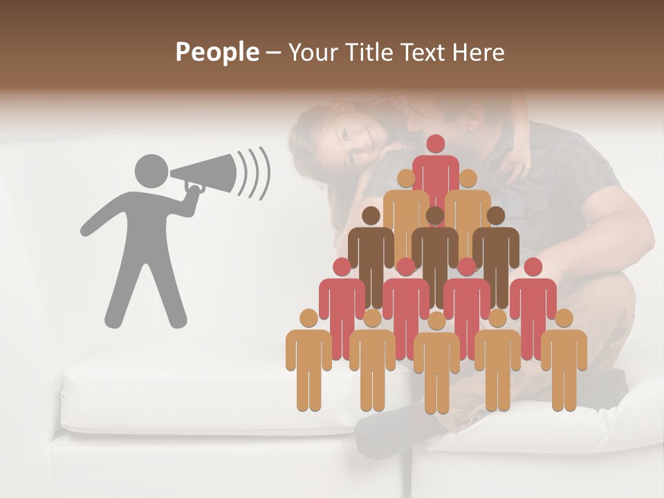 A Man And A Woman Sitting On A White Couch PowerPoint Template