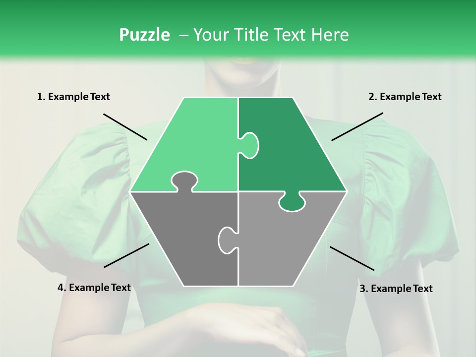 A Woman In A Green Dress Is Holding Her Stomach PowerPoint Template