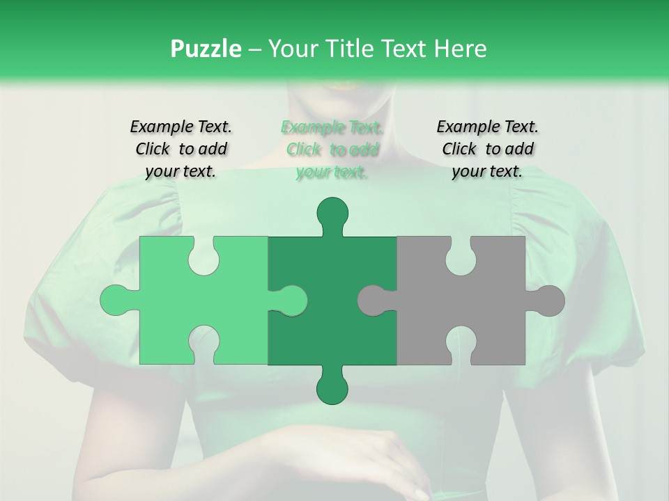 A Woman In A Green Dress Is Holding Her Stomach PowerPoint Template