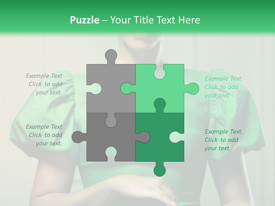 A Woman In A Green Dress Is Holding Her Stomach PowerPoint Template