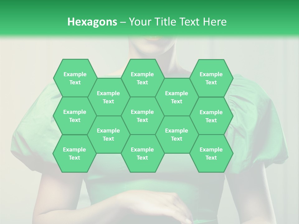 A Woman In A Green Dress Is Holding Her Stomach PowerPoint Template