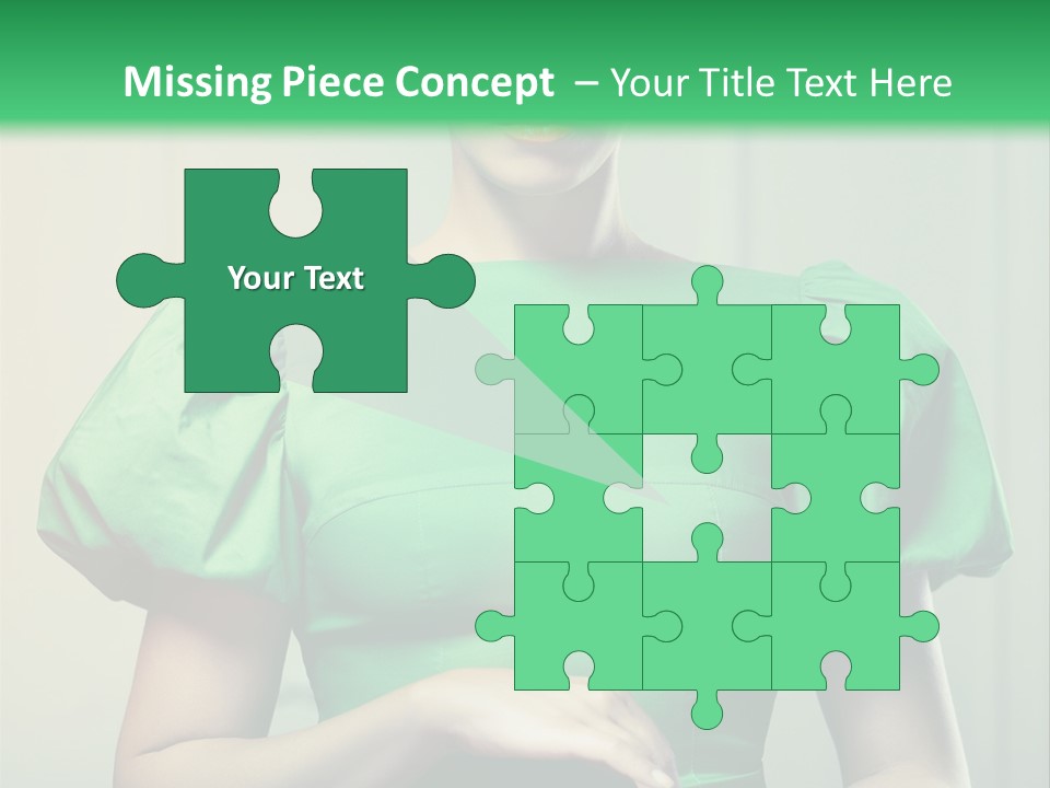 A Woman In A Green Dress Is Holding Her Stomach PowerPoint Template