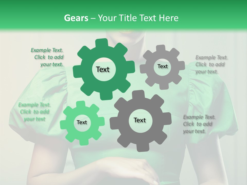 A Woman In A Green Dress Is Holding Her Stomach PowerPoint Template
