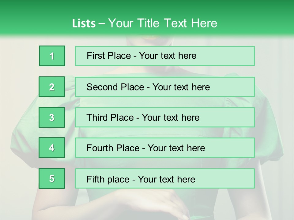 A Woman In A Green Dress Is Holding Her Stomach PowerPoint Template
