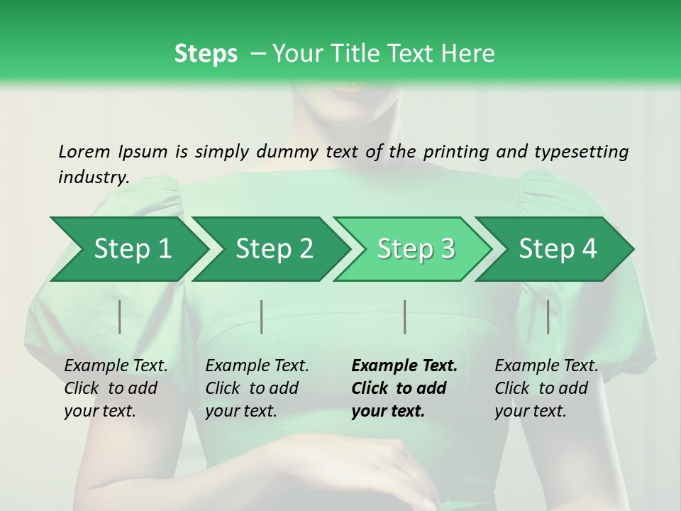 A Woman In A Green Dress Is Holding Her Stomach PowerPoint Template