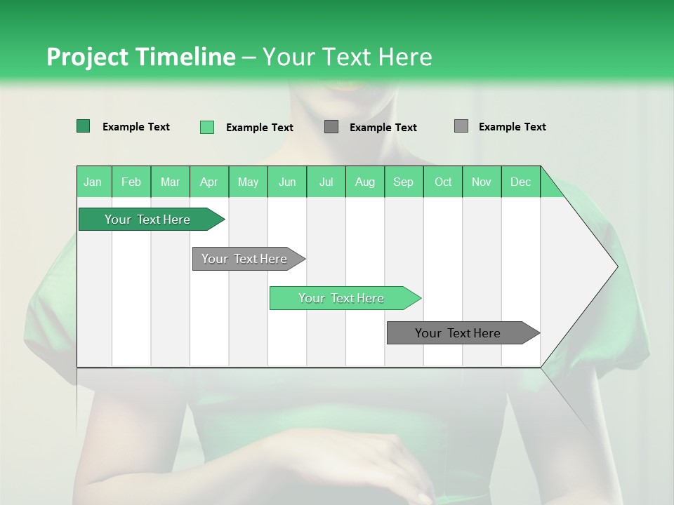 A Woman In A Green Dress Is Holding Her Stomach PowerPoint Template