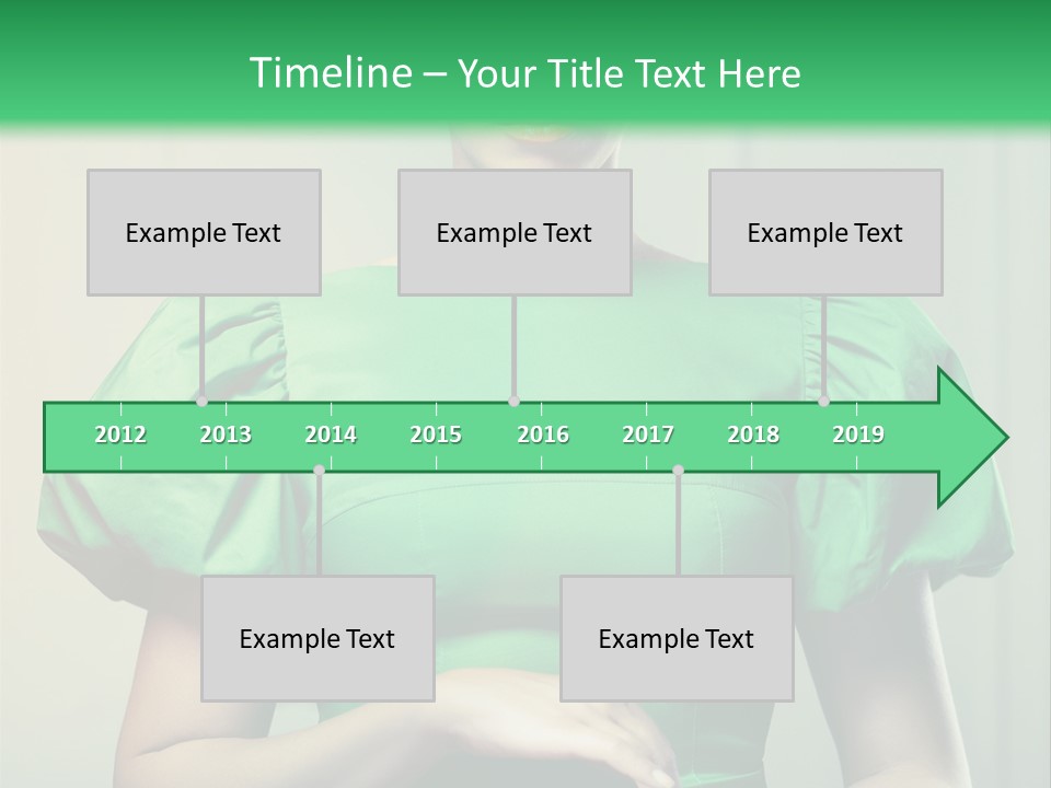 A Woman In A Green Dress Is Holding Her Stomach PowerPoint Template