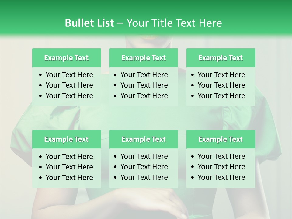 A Woman In A Green Dress Is Holding Her Stomach PowerPoint Template