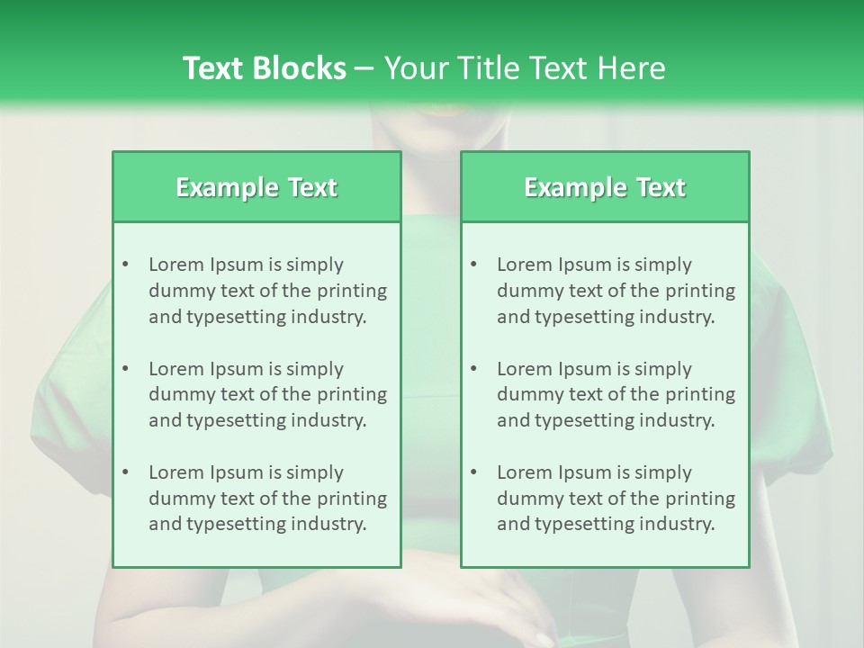 A Woman In A Green Dress Is Holding Her Stomach PowerPoint Template