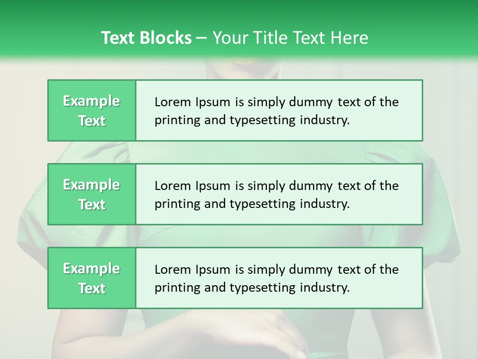 A Woman In A Green Dress Is Holding Her Stomach PowerPoint Template