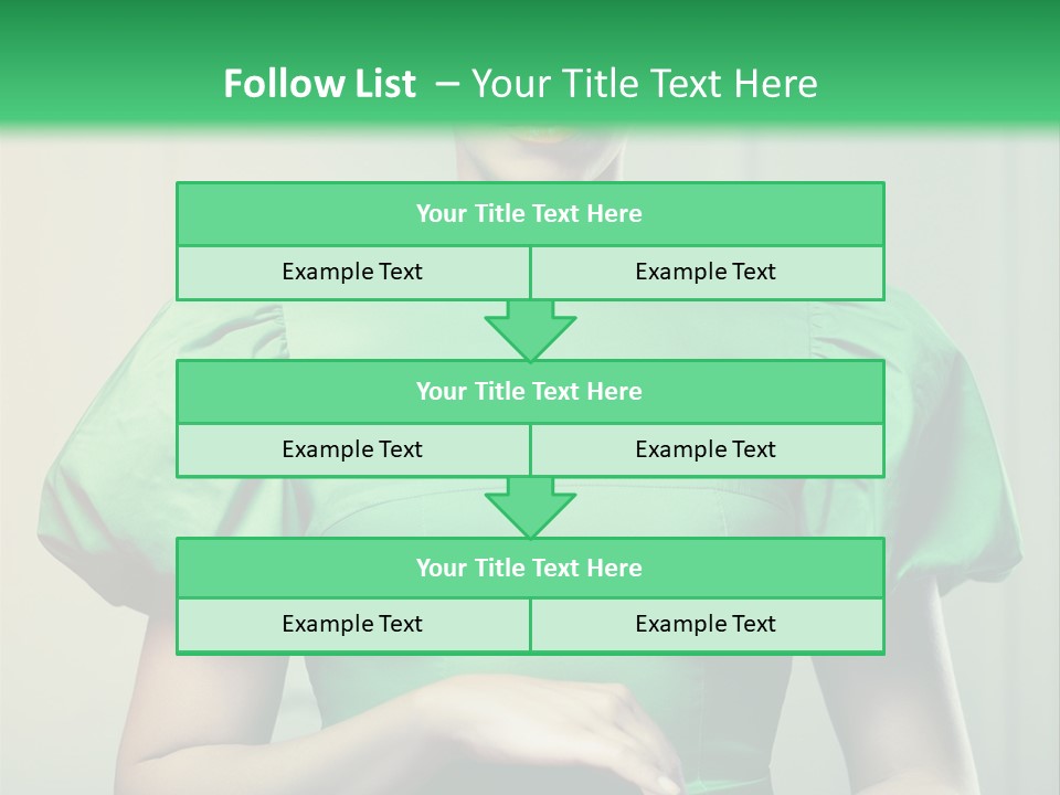 A Woman In A Green Dress Is Holding Her Stomach PowerPoint Template