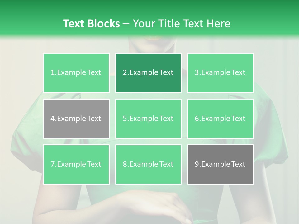 A Woman In A Green Dress Is Holding Her Stomach PowerPoint Template