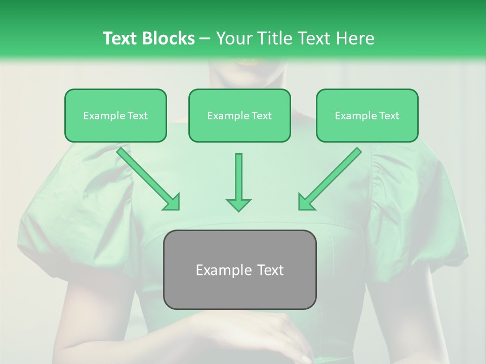 A Woman In A Green Dress Is Holding Her Stomach PowerPoint Template