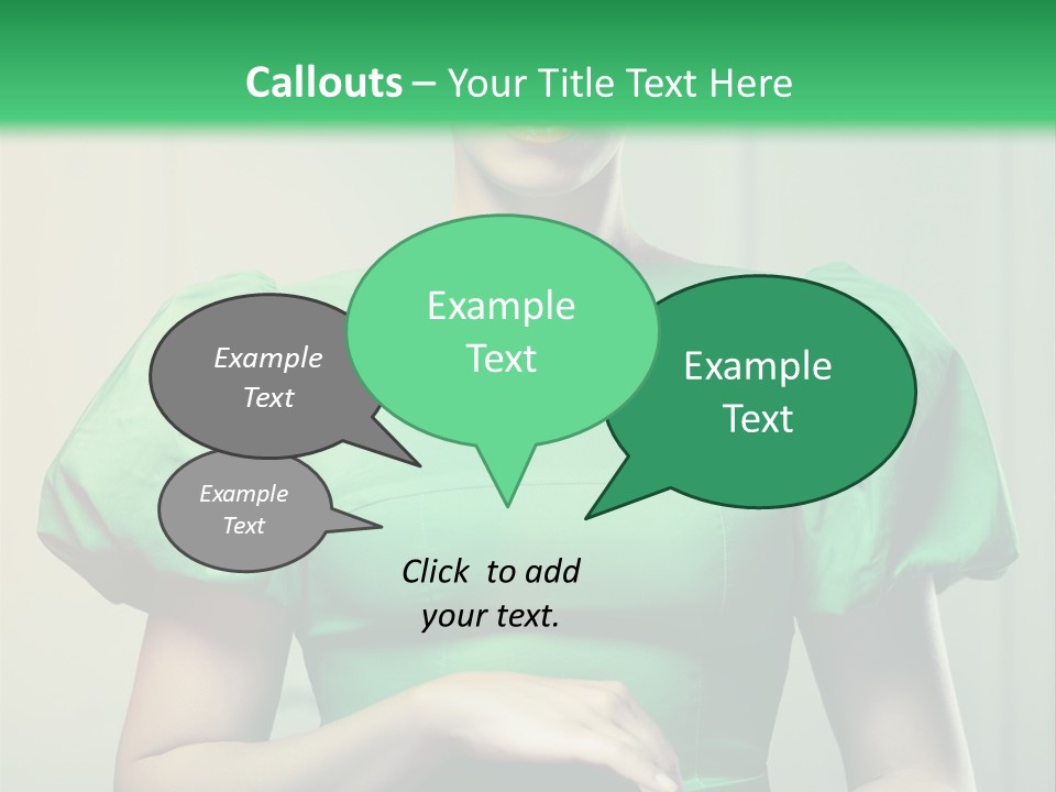 A Woman In A Green Dress Is Holding Her Stomach PowerPoint Template