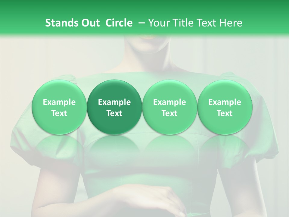 A Woman In A Green Dress Is Holding Her Stomach PowerPoint Template