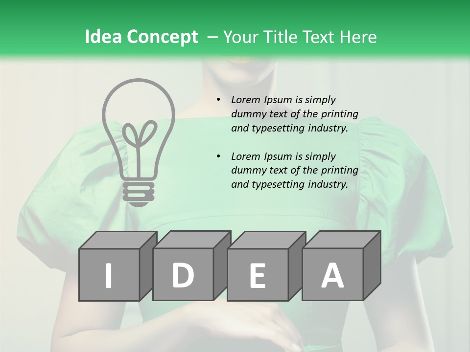 A Woman In A Green Dress Is Holding Her Stomach PowerPoint Template