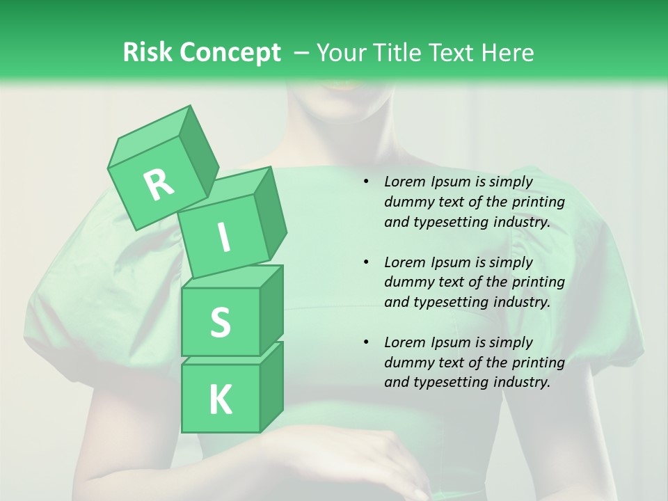 A Woman In A Green Dress Is Holding Her Stomach PowerPoint Template