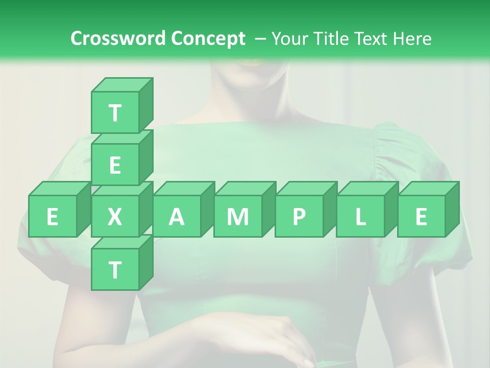 A Woman In A Green Dress Is Holding Her Stomach PowerPoint Template