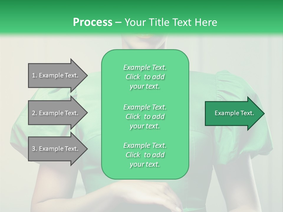 A Woman In A Green Dress Is Holding Her Stomach PowerPoint Template