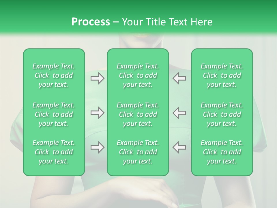 A Woman In A Green Dress Is Holding Her Stomach PowerPoint Template