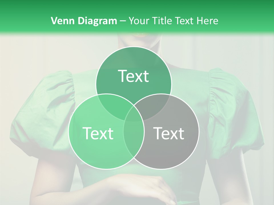 A Woman In A Green Dress Is Holding Her Stomach PowerPoint Template