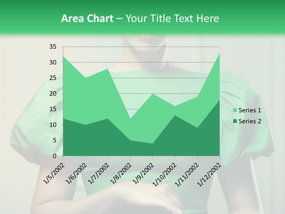 A Woman In A Green Dress Is Holding Her Stomach PowerPoint Template