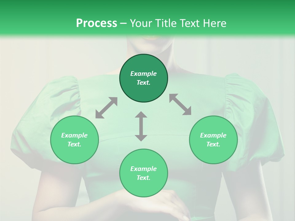 A Woman In A Green Dress Is Holding Her Stomach PowerPoint Template