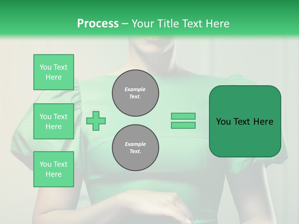 A Woman In A Green Dress Is Holding Her Stomach PowerPoint Template