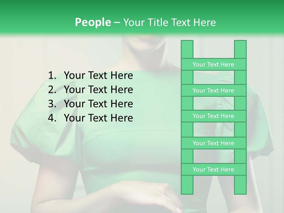 A Woman In A Green Dress Is Holding Her Stomach PowerPoint Template