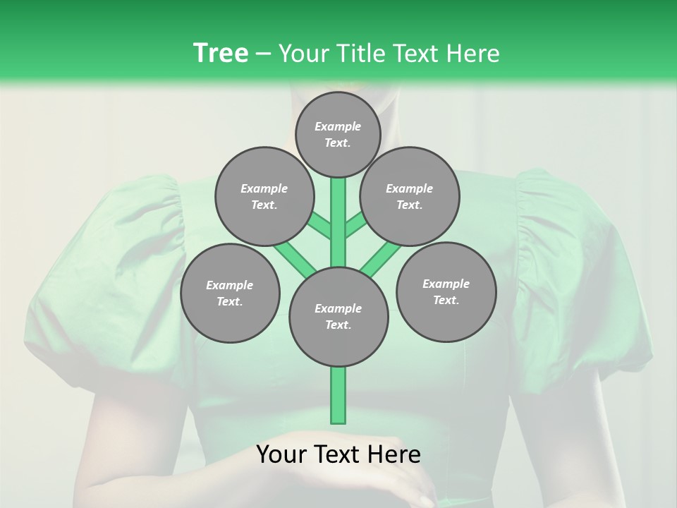A Woman In A Green Dress Is Holding Her Stomach PowerPoint Template