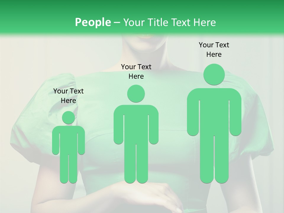 A Woman In A Green Dress Is Holding Her Stomach PowerPoint Template