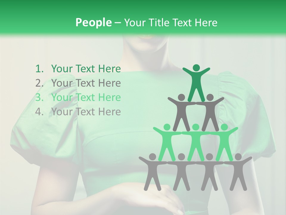 A Woman In A Green Dress Is Holding Her Stomach PowerPoint Template