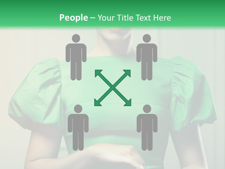 A Woman In A Green Dress Is Holding Her Stomach PowerPoint Template