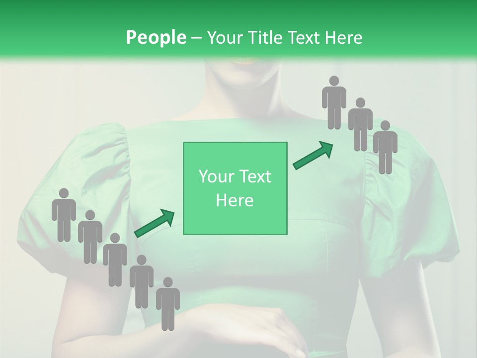 A Woman In A Green Dress Is Holding Her Stomach PowerPoint Template