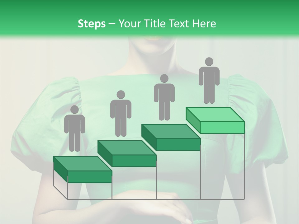 A Woman In A Green Dress Is Holding Her Stomach PowerPoint Template