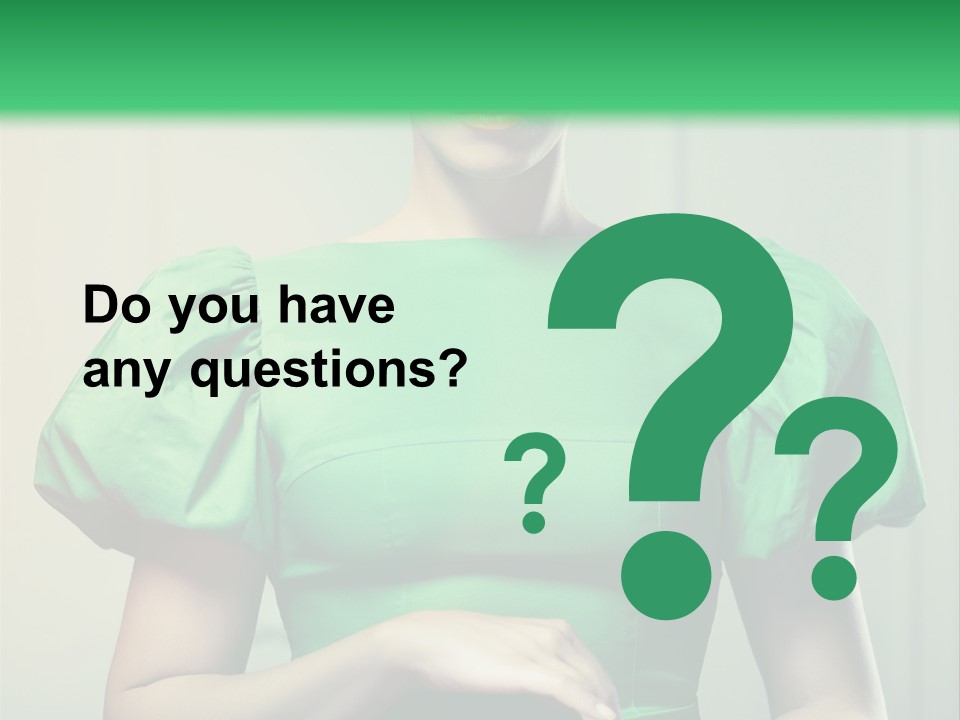 A Woman In A Green Dress Is Holding Her Stomach PowerPoint Template