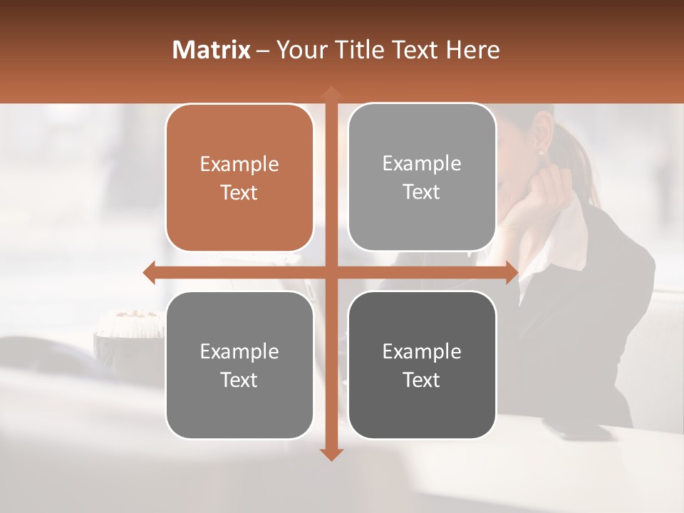 A Woman Sitting At A Table Using A Laptop Computer PowerPoint Template