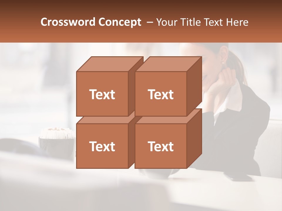 A Woman Sitting At A Table Using A Laptop Computer PowerPoint Template