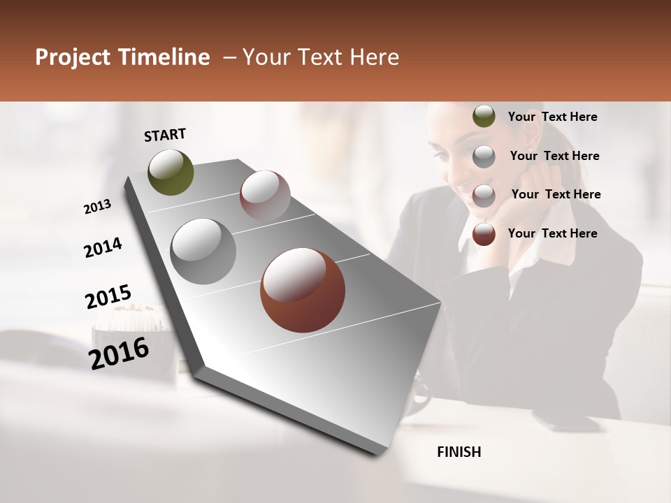 A Woman Sitting At A Table Using A Laptop Computer PowerPoint Template