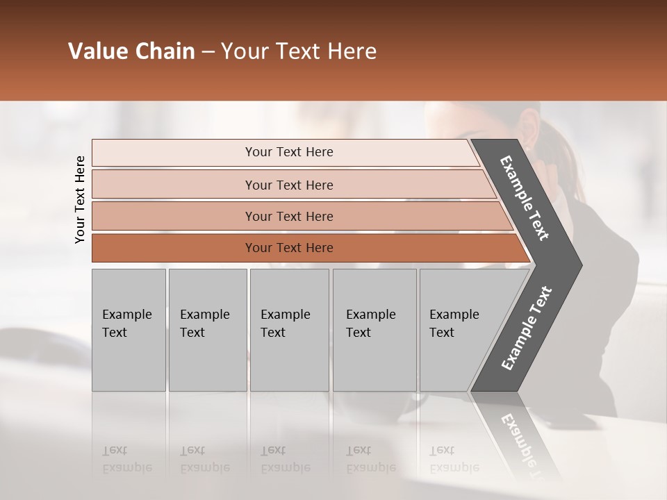 A Woman Sitting At A Table Using A Laptop Computer PowerPoint Template