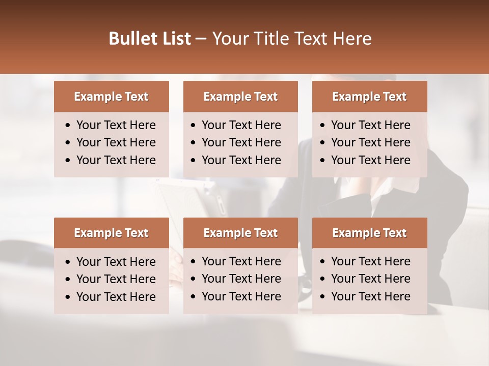 A Woman Sitting At A Table Using A Laptop Computer PowerPoint Template