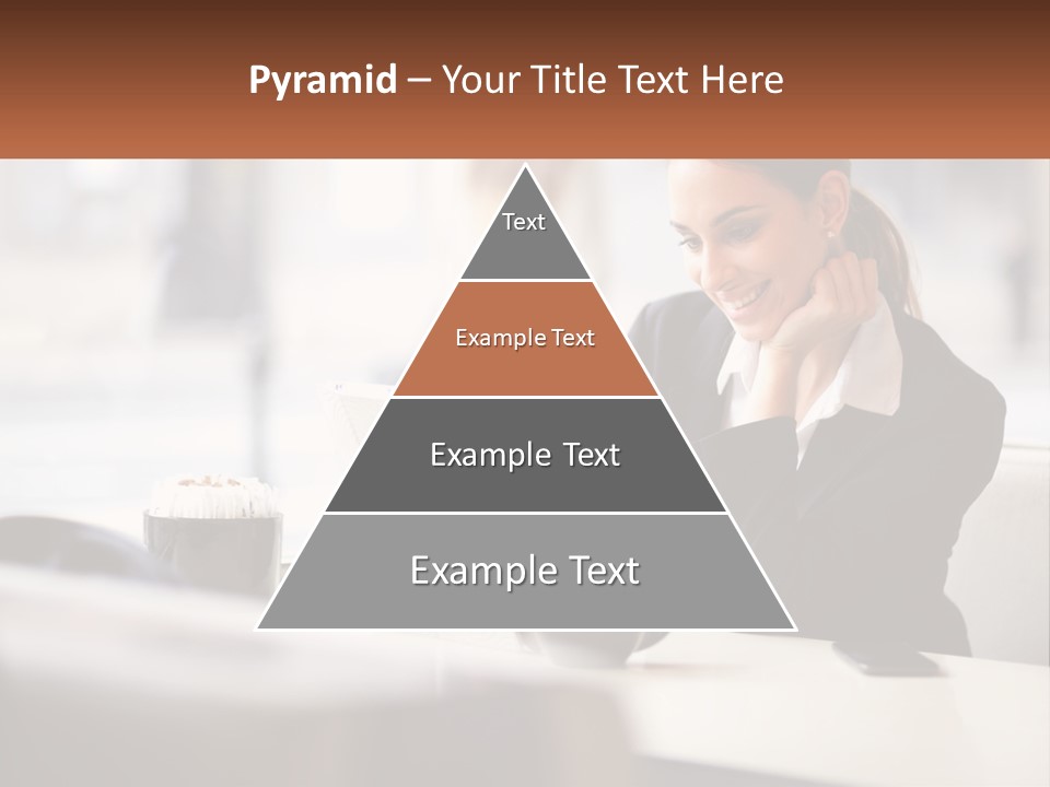 A Woman Sitting At A Table Using A Laptop Computer PowerPoint Template