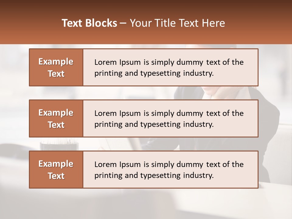 A Woman Sitting At A Table Using A Laptop Computer PowerPoint Template