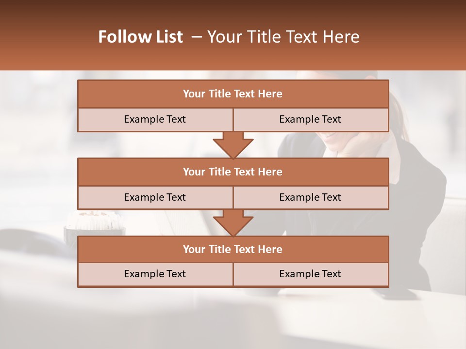A Woman Sitting At A Table Using A Laptop Computer PowerPoint Template