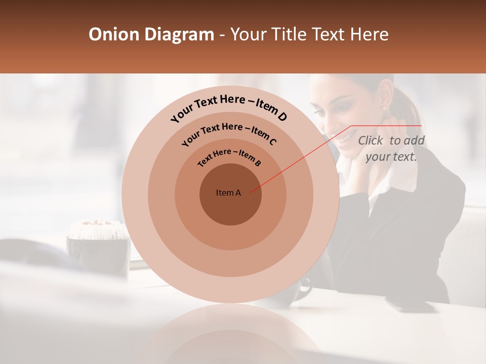 A Woman Sitting At A Table Using A Laptop Computer PowerPoint Template