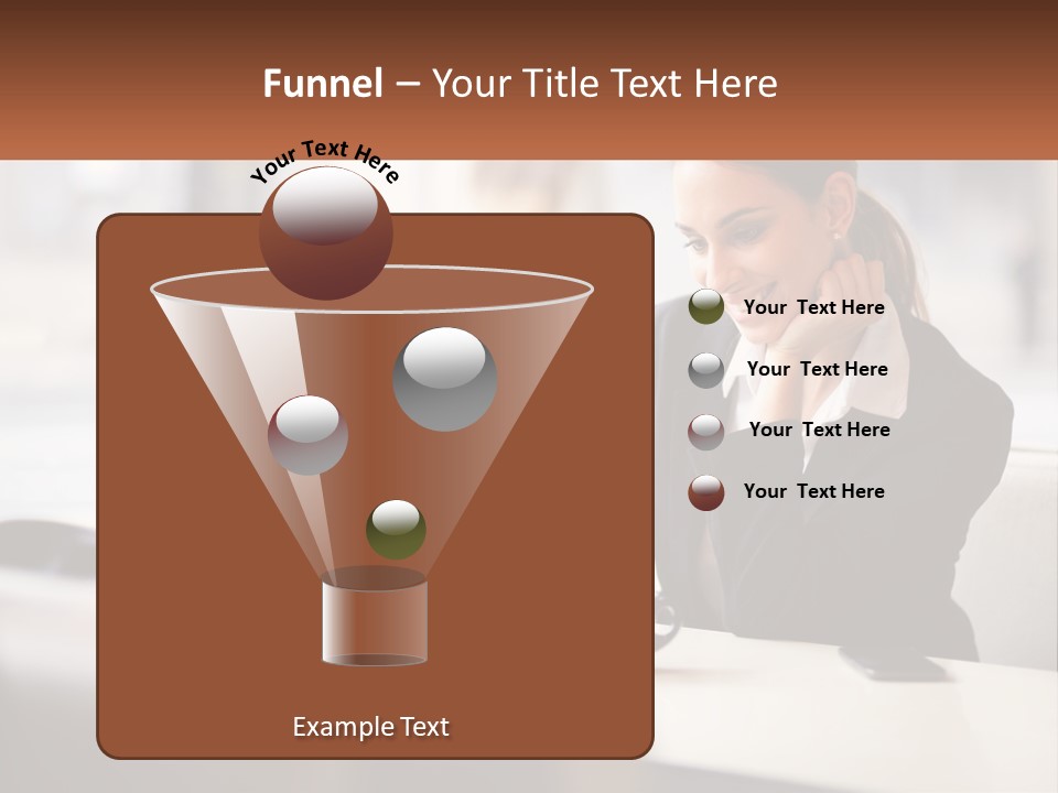 A Woman Sitting At A Table Using A Laptop Computer PowerPoint Template
