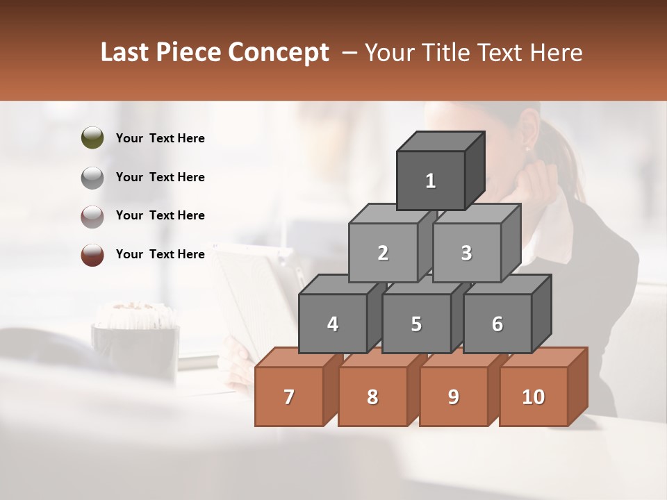 A Woman Sitting At A Table Using A Laptop Computer PowerPoint Template