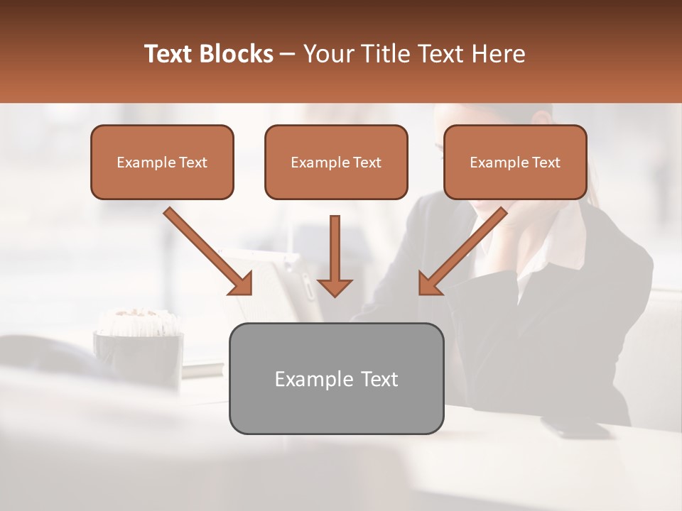 A Woman Sitting At A Table Using A Laptop Computer PowerPoint Template