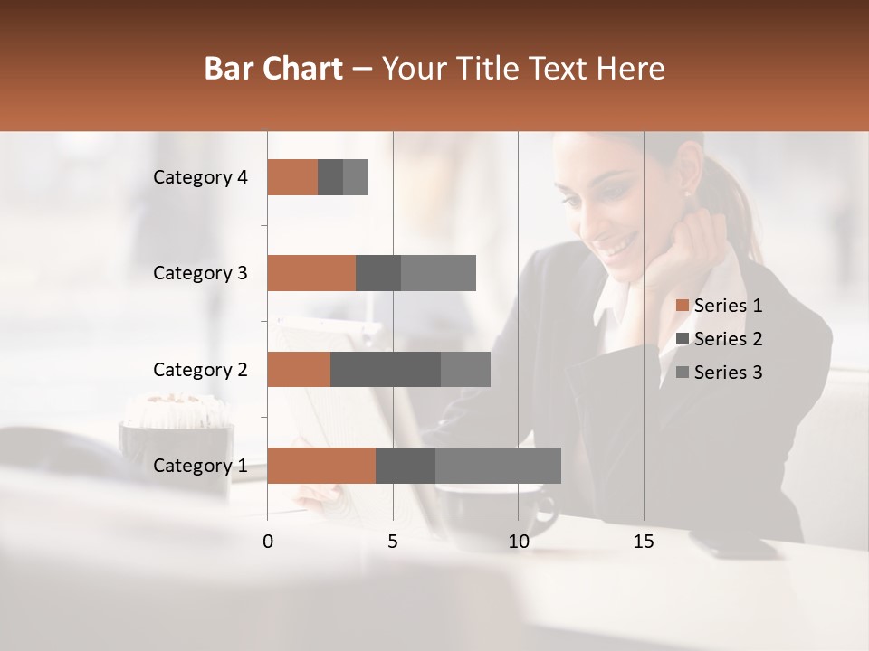 A Woman Sitting At A Table Using A Laptop Computer PowerPoint Template