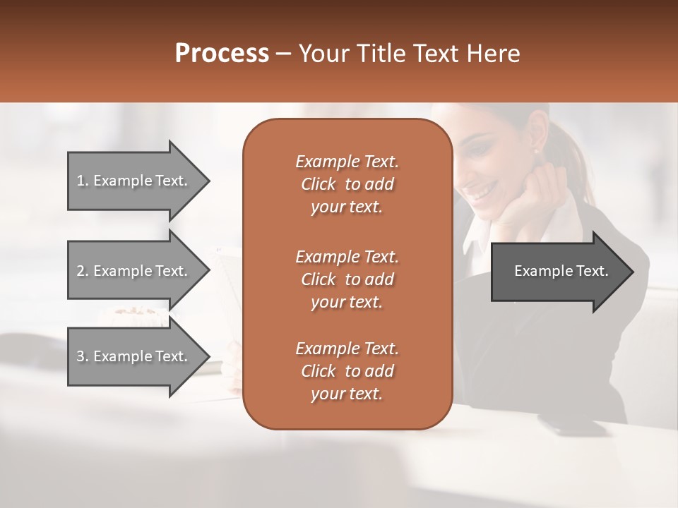 A Woman Sitting At A Table Using A Laptop Computer PowerPoint Template